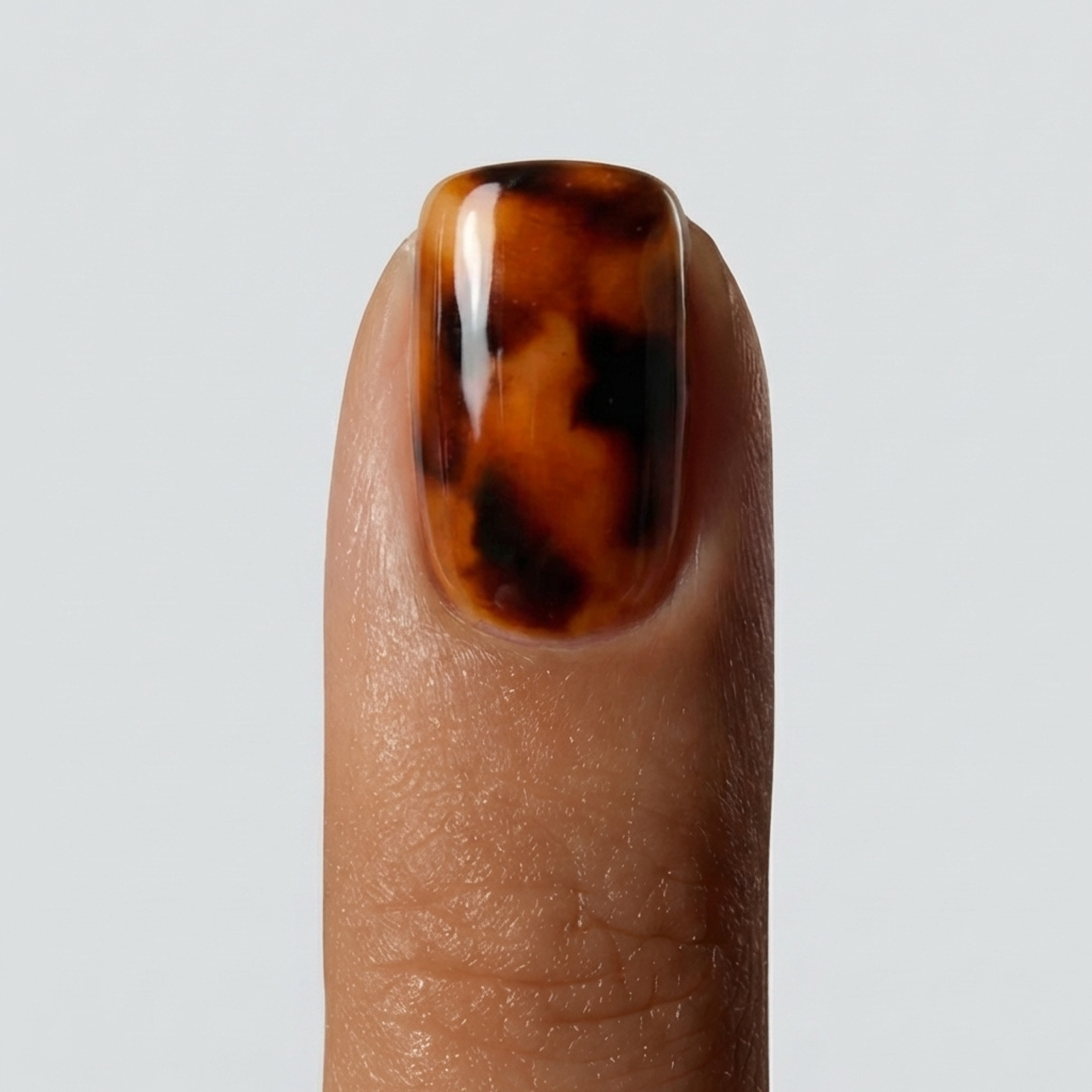 Tortoise patch gel manucure écaille tortue ambrée collection Noholita x Lili Creuk x The Care Gel